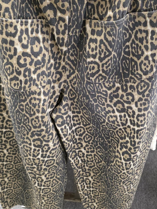 Leopard Print Wide Leg Jeans - Brown - Picture 2 of 3